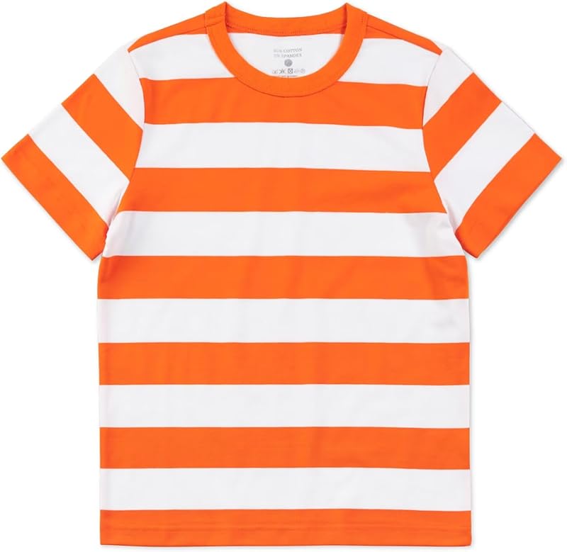 Boys Tshirt Striped, Short Sleeve Tee Shirts, Kids Crewneck T-Shirt Cotton Stripes Top