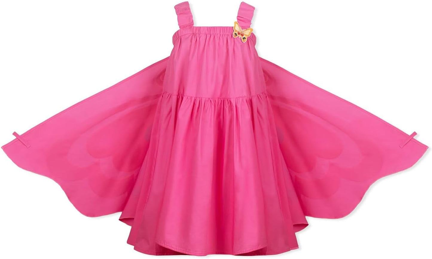 WELAKEN Kid Girls Butterfly Wings Dress - Toddler Cotton Sleeveless Fairy Sundress with Pockets