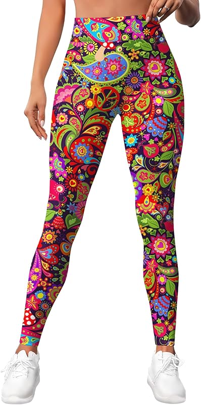 Leggings for Women Workout Funny Printed Gym Athletic Womens Yoga Pants Camo Print Legging Camouflage Floral Tropical Pants
