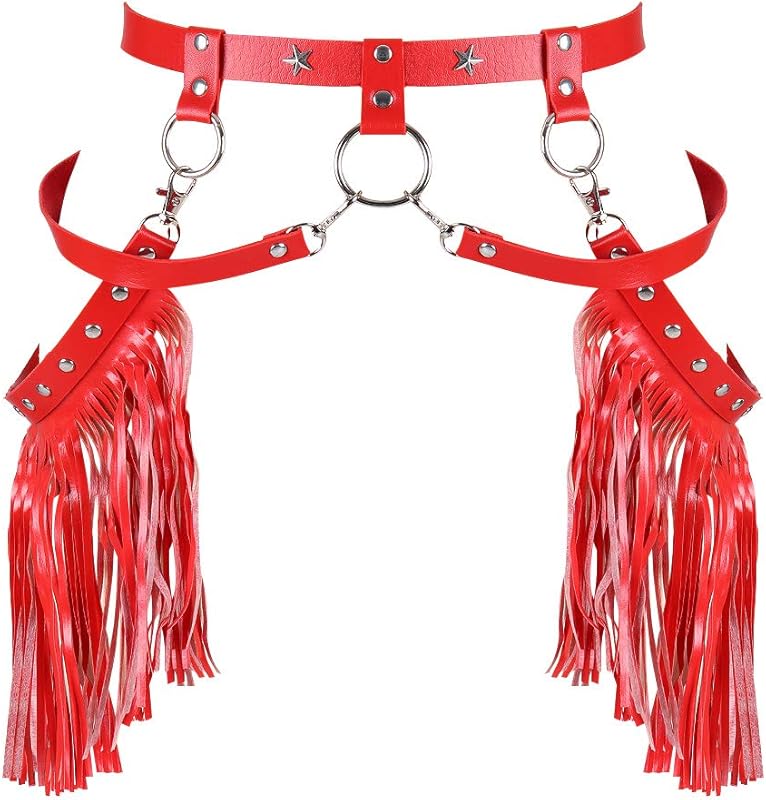 Damen Harness Leder Strumpfband Quaste Rock Body Harness Taillengurte Verstellbare Halloween Club Kostüme - TrendyLookz