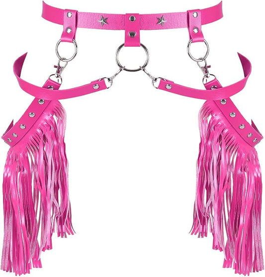 Damen Harness Leder Strumpfband Quaste Rock Body Harness Taillengurte Verstellbare Halloween Club Kostüme - TrendyLookz