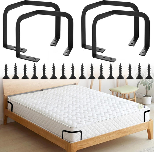 4PCS Metal Mattress Slide Stopper, Mattress Retainer Bar for Adjustable Beds, Non Slip Mattress Gripper, Mattress Stabilizer, Prevents Mattress Sliding for Bedroom Bed Frame