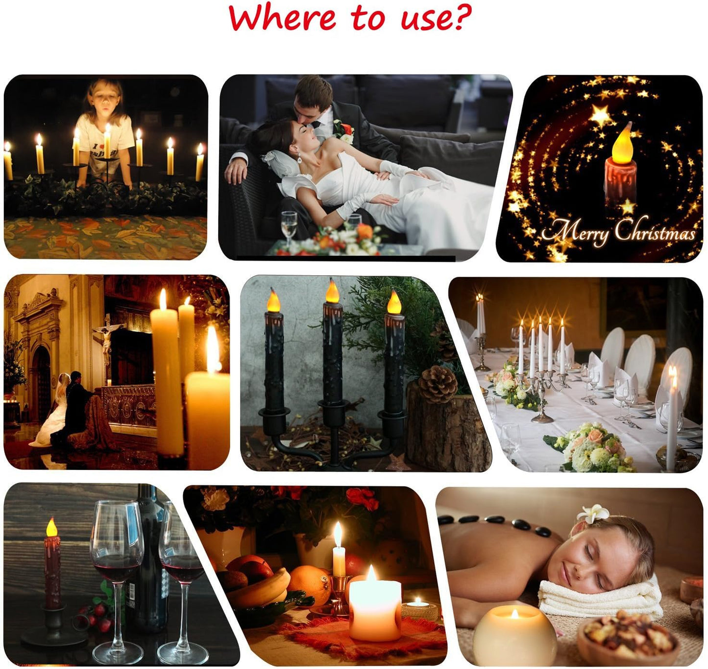 CVHOMEDECO. Real Wax Hand Dipped Battery Operated LED Timer Taper Candles Country Primitive Flameless Lights Décor, 6-3/4 Inch, Matt Black, 3 PCS in a Package