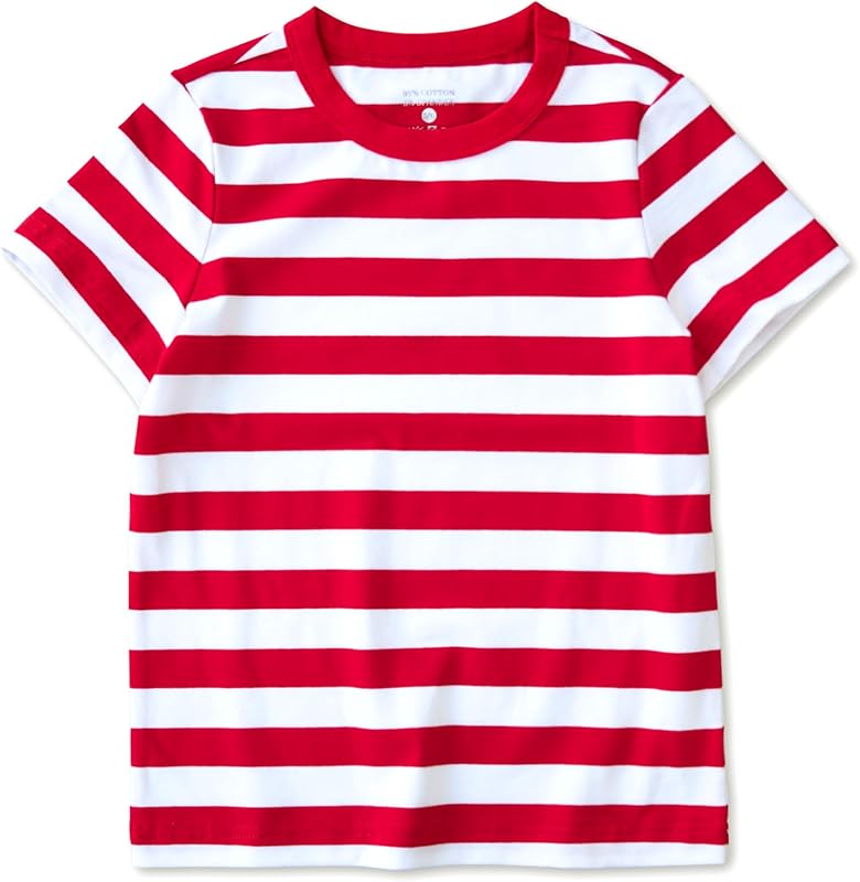 Boys Tshirt Striped, Short Sleeve Tee Shirts, Kids Crewneck T-Shirt Cotton Stripes Top