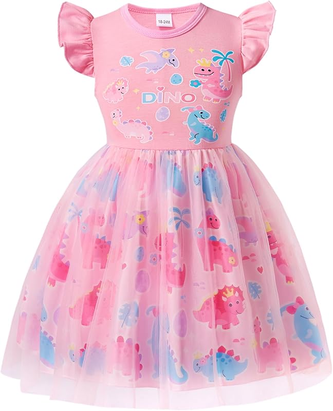 Little Girls Tulle Tutu Dress - Toddler Kids Flutter Sleeve Princess Sundress Casual Summer Outfit Clothes for 2-7Y