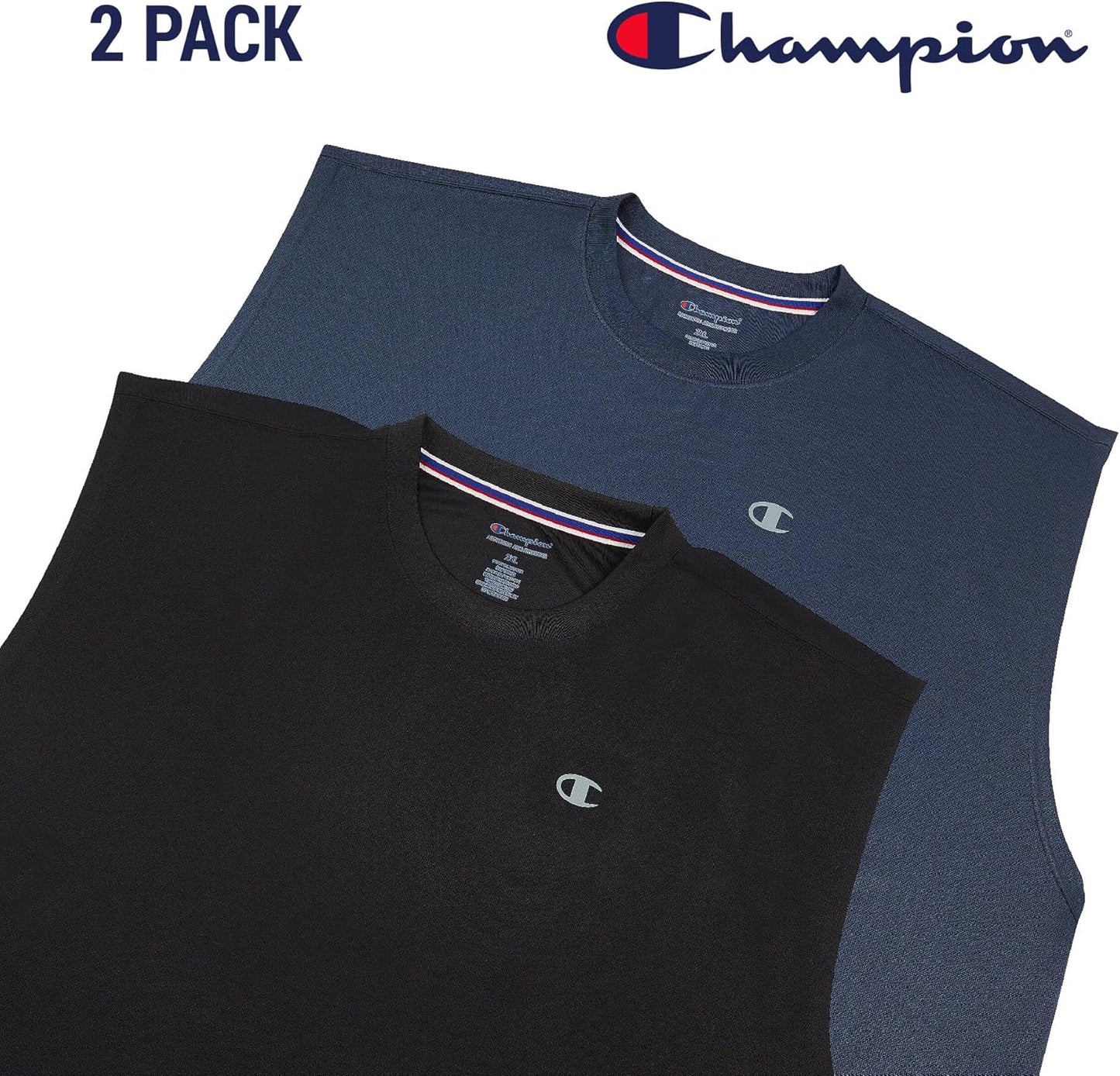 Champion Big and Tall Sleeveless Shirt for Men – 2 Pack Performance Muscle Shirt