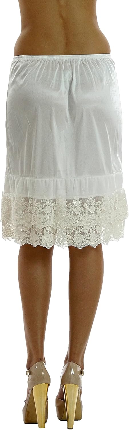 MELODY Double Lace Half Slip Satin Skirt Extender- 21" length