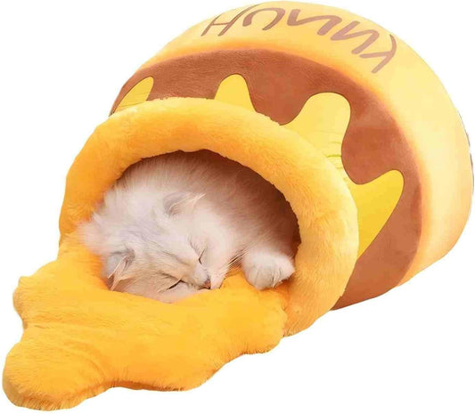 Hunny Pot Cat Bed, Hunny Pot Cat Bed for Large Medium Cats Cozy Memory Foam, Easy Clean, Durable Design, Stylish Home Decor (Medium)