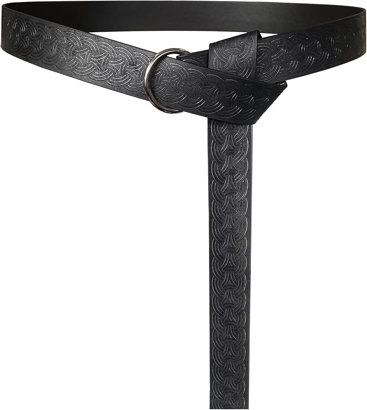 HiiFeuer Medieval Embossed PU Leather O-Ring Belt, Retro Renaissance Knight Belt