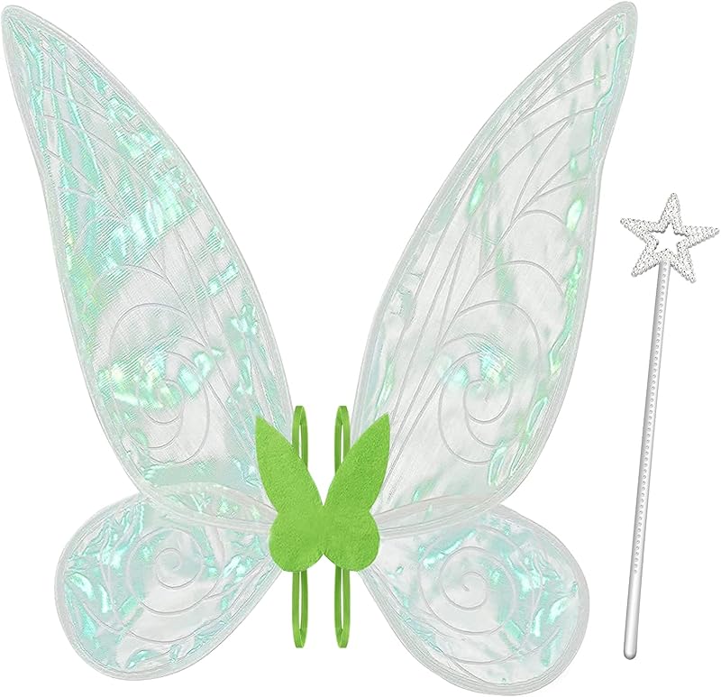 quescu Fairy Wings for Adults,Butterfly Wings for Girls,Angel Wings,Fairy Costume for Women Halloween Dress Up Party Favor (White)