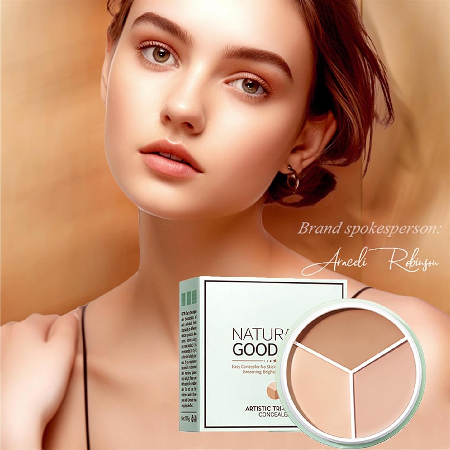 Artistic Tri-Color Concealer Palette Waterproof Tri Color Foundation Cover Full Coverage Face Concealer Makeup Highlight Contour Palette (1 Pack)
