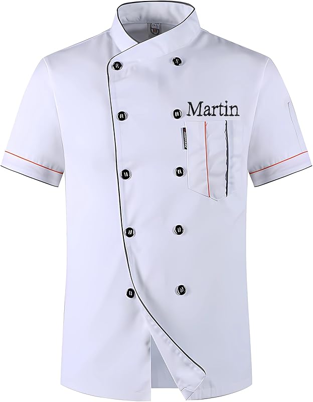 Personalized Chef Jacket Custom Embroidered Chef Coat for Men Women Short Sleeve Uniform Shirt for Restaurant Hotel
