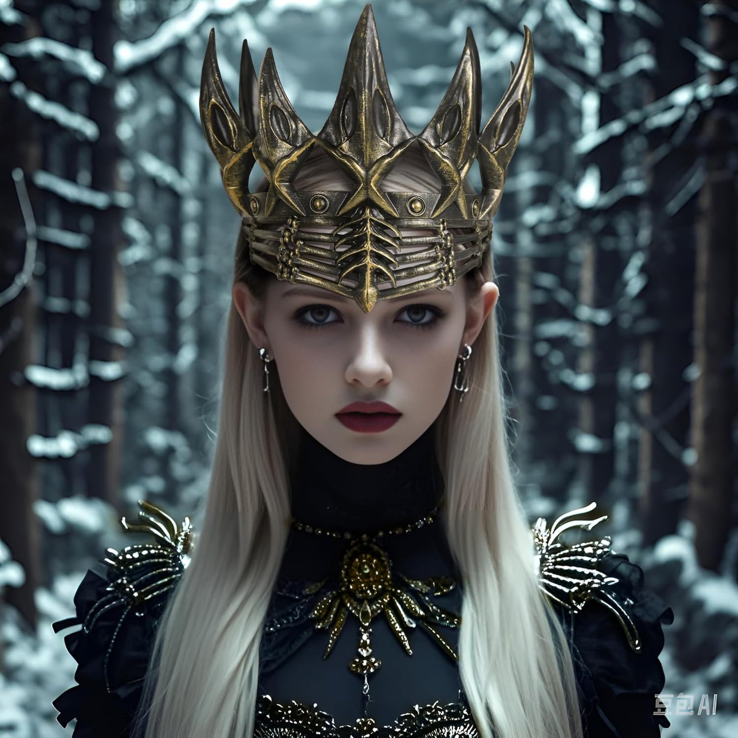 VZQI Evil Queen Crown Goth Headpiece Adult Crow Crown Headwear Medieval Crown Headband Vintage Halloween Party Accessories