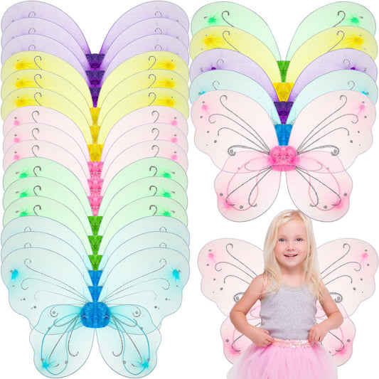 Chivao 20 Pieces Fairy Wings Butterfly Wings Dress up Birthday Wedding Decoration Halloween Party Accessory for Kids Girls