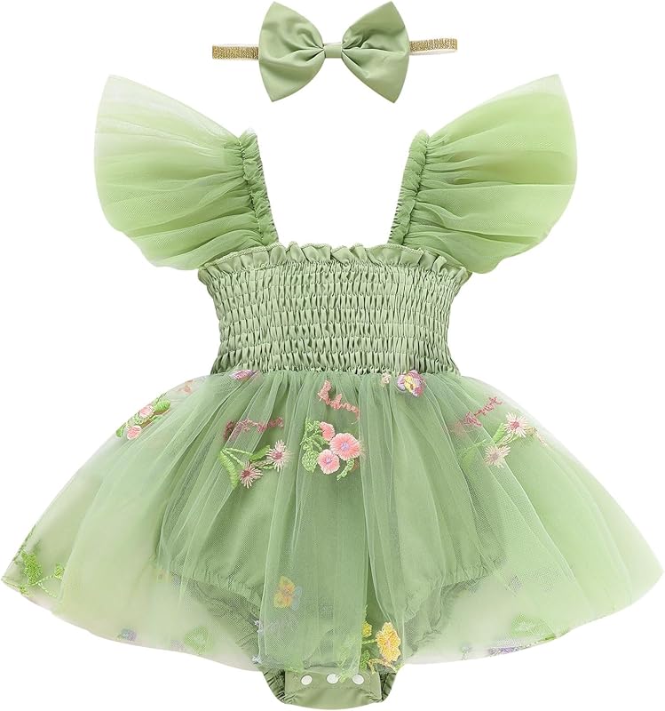Baby Girl Clothes Infant Tulle Romper Ruffe Sleeveless Bodysuit Baby Girl Outfits Infant Girl Dress 0-18M