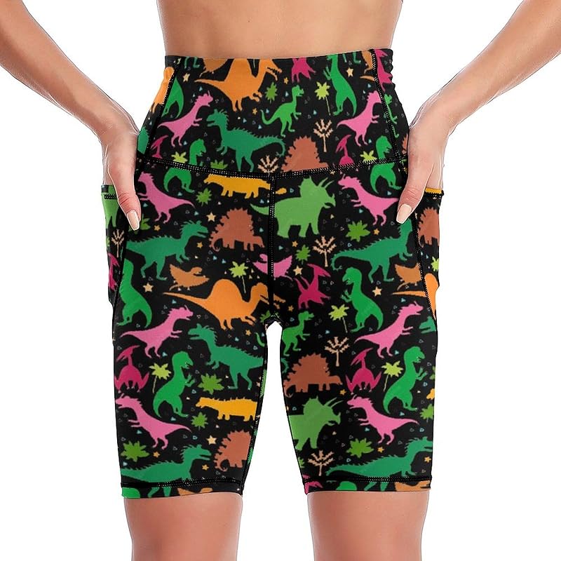 High Waist Workout Yoga Shorts for Women with Pockets Tummy Control Yoga Leggings Running Gym Biker Shorts
