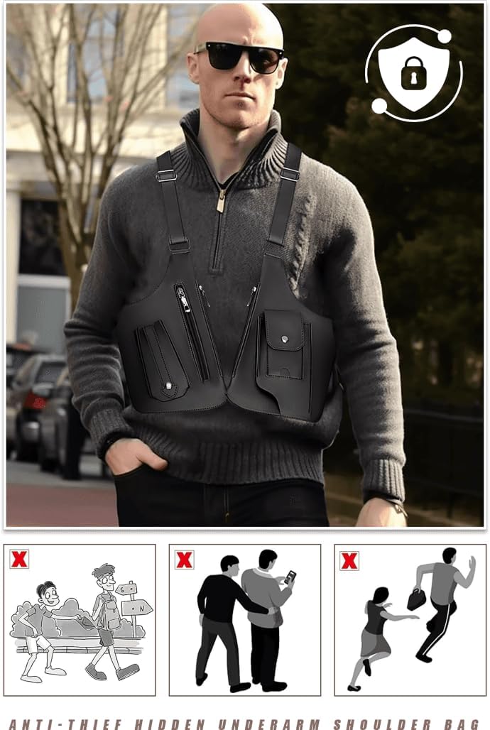 Double Shoulder Armpit Bag, Anti - Theft Hidden Underarm Strap Wallet Pocket Holster Phone Leisure Double Shoulder Pouch - TrendyLookz