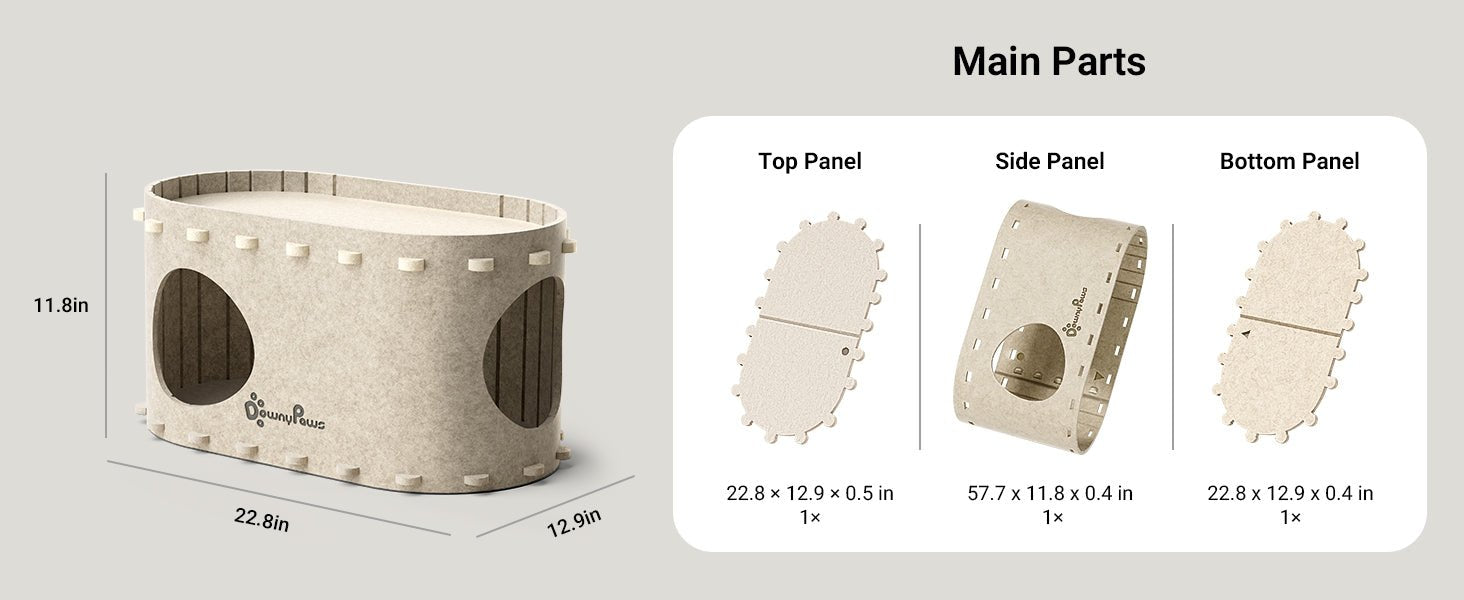 DownyPaws Cat House for Indoor Cats, Cat Bed Cave for Multiple & Large Cats Up to 22 Lbs, Scratch Resistant Peekaboo Cat Caves, Foldable Cat Tunnel Enclosed Bed, PeekaPurr, Cream - TrendyLookz