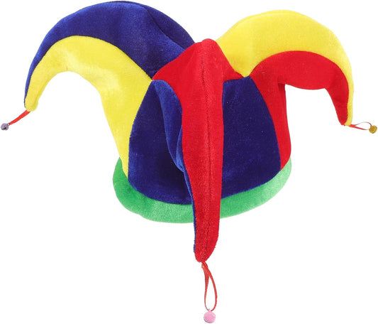 BESPORTBLE Clown Hat Triangle, Mardi Gras Jester Hat Colorful Clown Topper Hat Halloween Clown Masquerade Cosplay Costume Decorations 1Pc