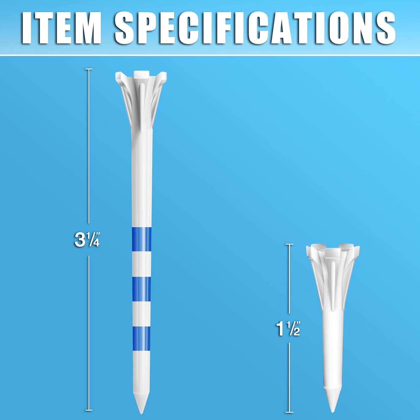 CHAMPKEY Advanced 5-Prong Plastic Golf Tees 100 Pack - 50% Ball Contact Surface Optimization with Longer Distance Performance Golf Tees Plastic