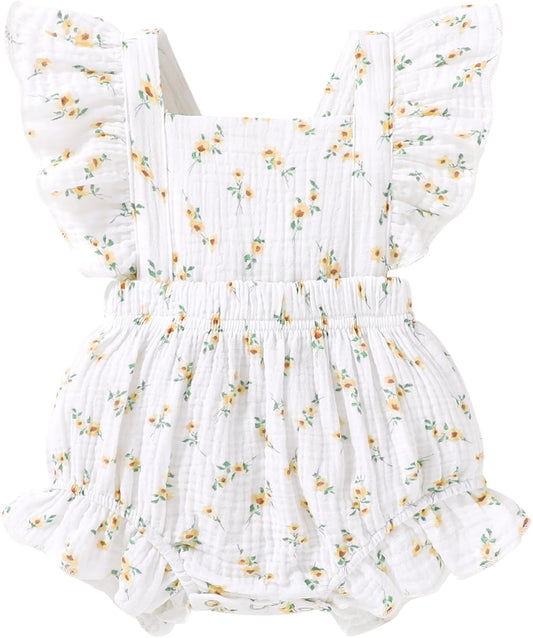 Happy Town Newborn Baby Girl Clothes Infant Summer Romper Sleeveless Floral Cute Outfits One Piece Jumpsuit Bodysuit