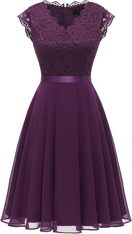 Dressystar Women's V Neck Sleeveless Lace Bridesmaid Dress Wedding Party Gown