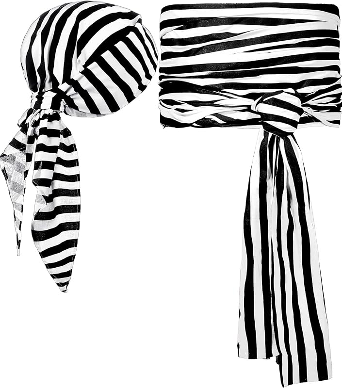 SATINIOR Halloween Pirate Costume Accessories Medieval Costume Bandana Headscarf,Sash Belt for Women and Men