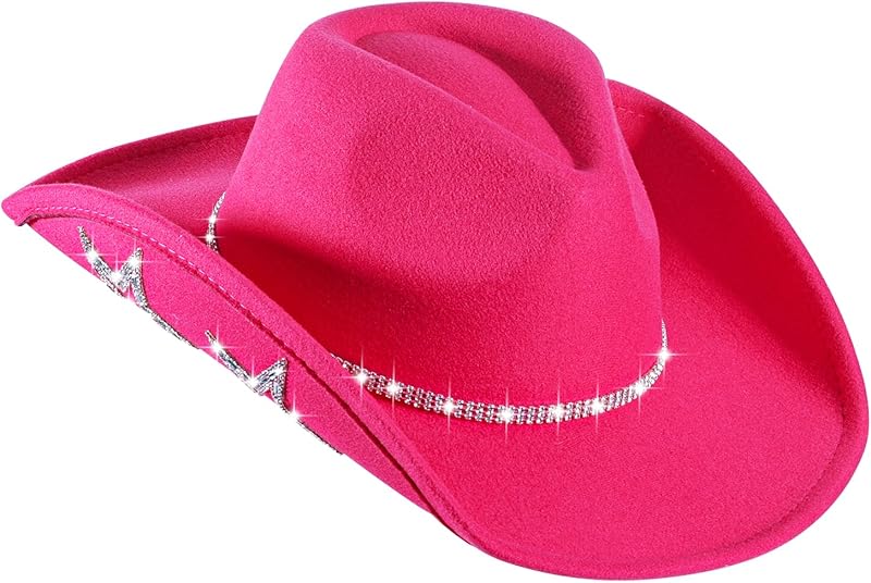 Womens Cowboy Hat Rhinestone Hat Western Cowgirl Hat Wide Brim Diamond-Glitter Size:Medium-Large