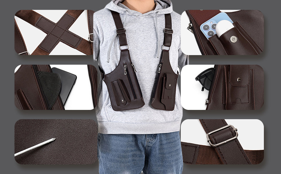 Double Shoulder Armpit Bag, 2025 New Men Anti-Theft Underarm Wallet Pocket Holster Phone Leisure Double Shoulder Pouch