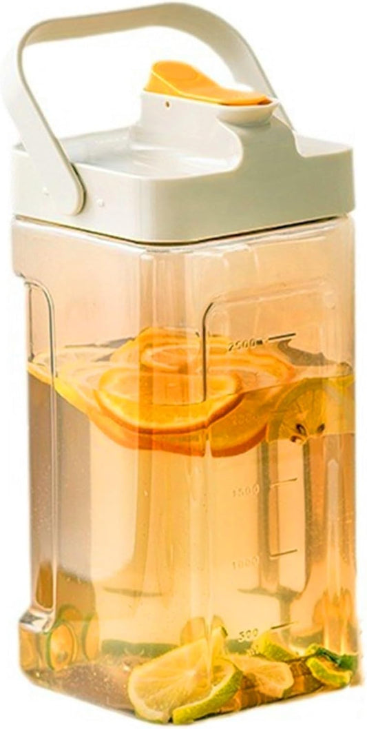 GeRRiT 123fl oz cold water bottle, clear plastic kettle with lid, refrigerator kettle, BPA-free, shatters resistant, perfect for iced tea, Sangria, lemonade, juice, milk, etc (warm white), neutral