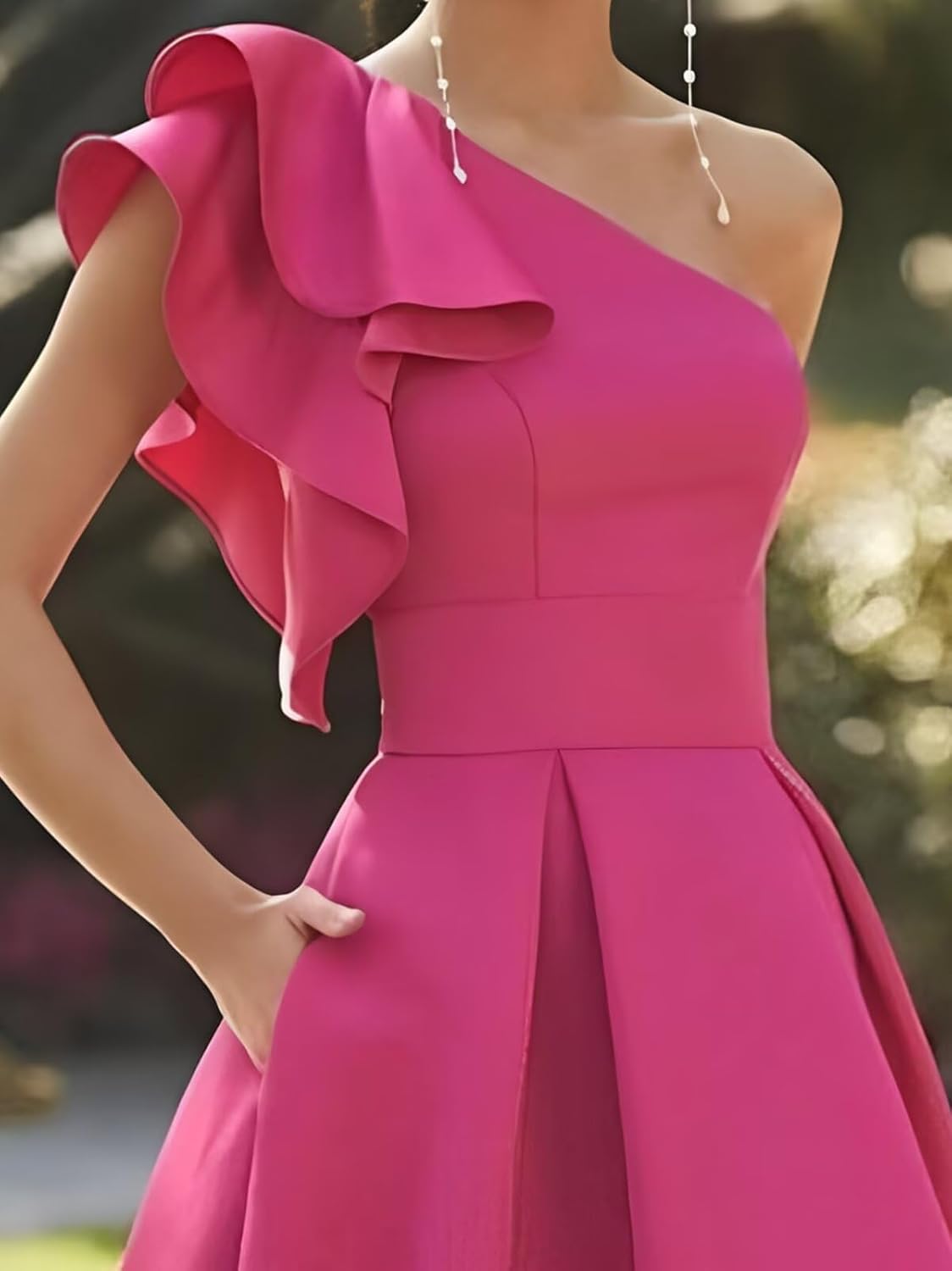 One Shoulder Satin Mother of Bride Dresses 2025 High-Low Ruffle Formal Evening Party Gowns