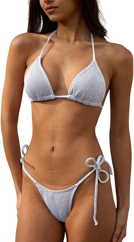 Bikini Sets Women Thongs Cheeky Two Piece Swimsuit Sexy Swimwear Triangle Cute Bathing Suit String