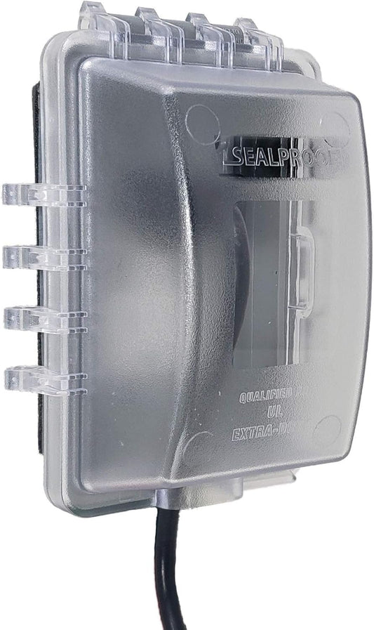 Sealproof 1-Gang Weatherproof In Use Outlet Cover | Horizontal/Vertical Outdoor Plug and Receptacle Protector, Lockable Bubble Cover, UL Extra Duty Compliant, 18 Configurations