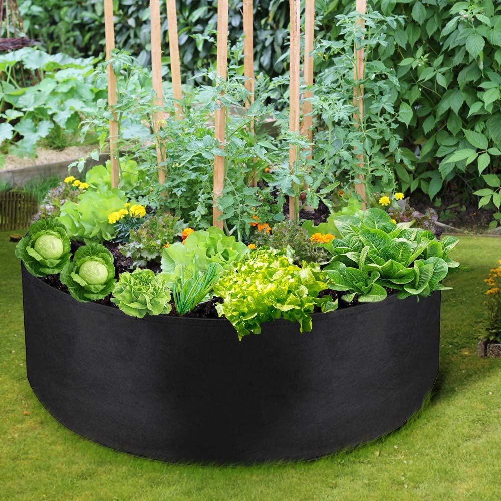 15 Gallon Large Grow Bag, Heavy Duty Fabric Round Raised Garden Bed Planter Pots for Planting Herb Flower Vegetable Potato Plants (24" D x 8" H, Black)