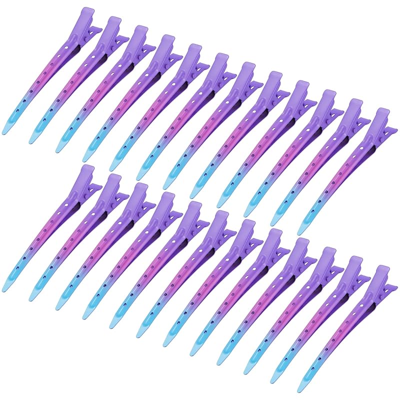 24 Packs Duck Bill Clips, Bantoye 3.5 Inches Rustproof Metal Alligator Curl Clips with Holes for Hair Styling, Hair Coloring, Silver
