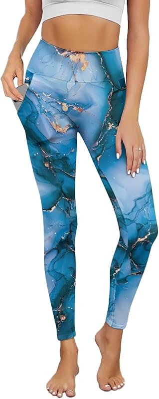Poceacles Yoga Pants for Women with Pockets Full Length Workout Leggings High Waist Tummy Control Lounge Pants Activewear