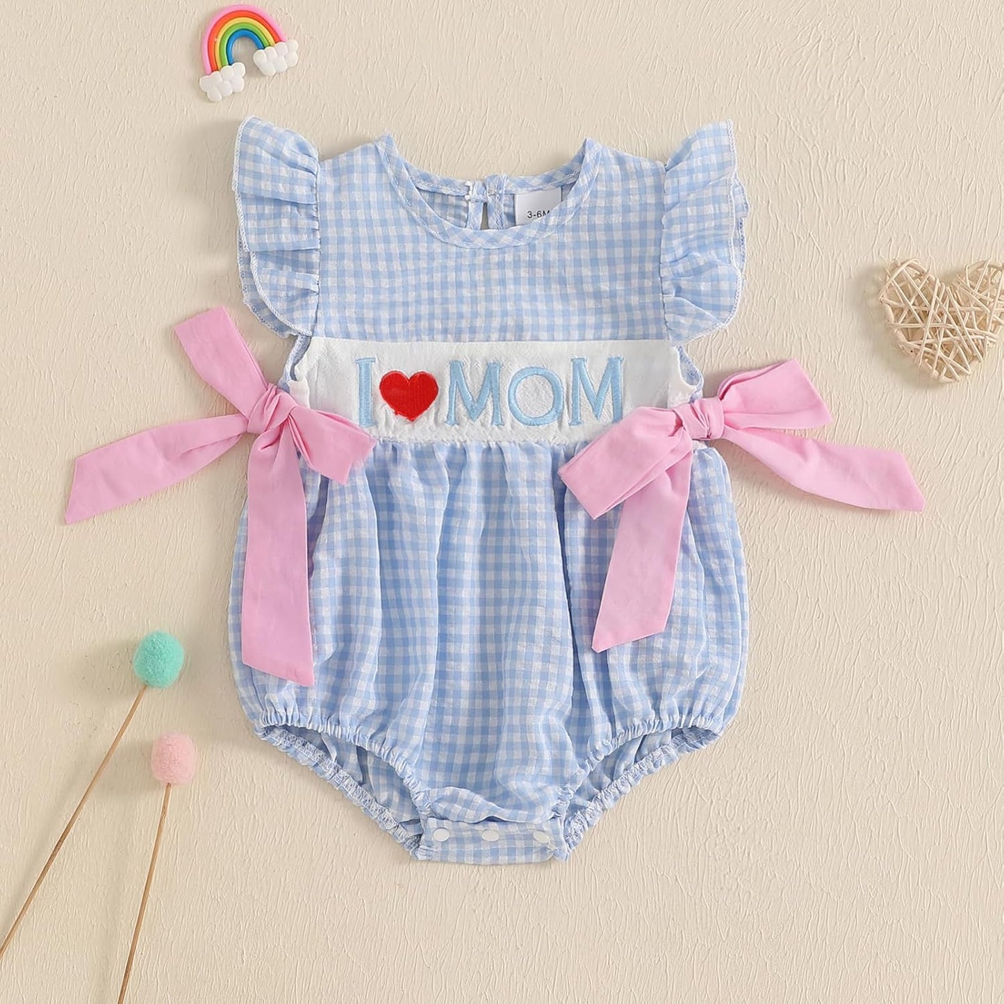 Baby Girl Summer Clothes Newborn Bubble Romper Embroidery Ruffle Sleeve Smocked Bodysuit Cute One Piece Outfit