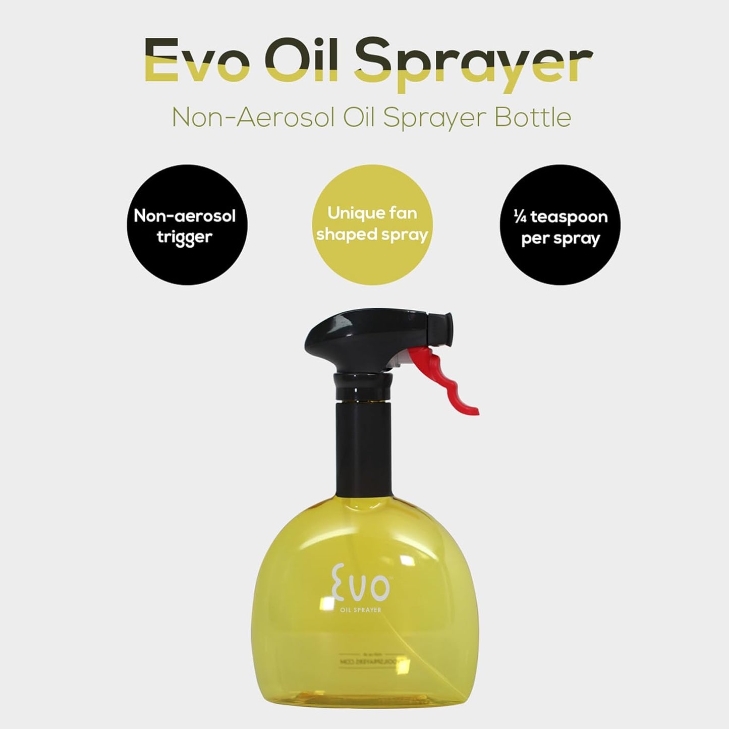 Evo Oil Sprayer Minis, Non-Aerosol for Olive, Cooking Oils, and Vinegars, 8-Ounce Capacity, 1 Each Yellow and Green