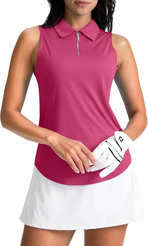 G Gradual Womens Golf Shirt Sleeveless Zip Up Polo Shirts for Women Collared Lightweight Tennis Athletic Tank Top