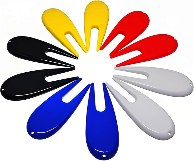 Adhere Golf Divot Repair Tools Plastic Golf Pitchforks 5 Colours Mix Pack