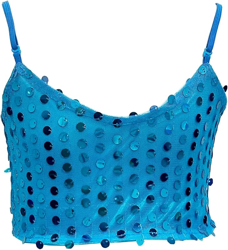 Girls Sequins V Neck Dance Tops Straps Jazz Latin Hip Hop Modern Dance Bra Vest Shirt Stage Performance Costume
