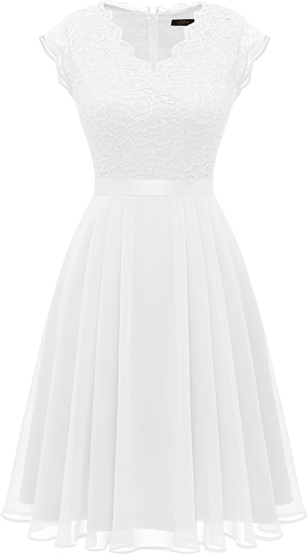 Dressystar Women's V Neck Sleeveless Lace Bridesmaid Dress Wedding Party Gown