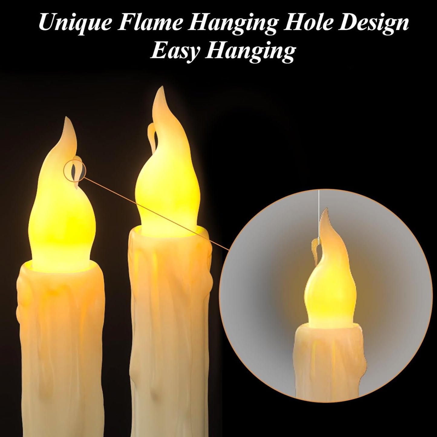 PChero 6pcs Flameless Taper Candles with Timer, 6.7" LED Battery Operated Tapered Candlesticks with Warm Yellow Flickering Flame, Dripless Candles for Halloween Themed Party Xmas Home Decorations