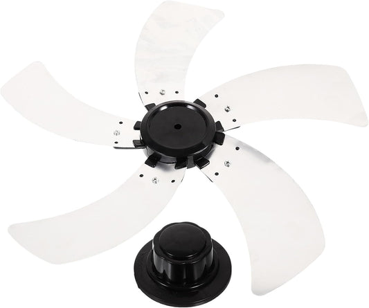 MAGICLULU Round Bore Fan Blade 5 Leaves Replacement Electric Fan Leaves 18 Inch Metal Fan Blades Replacement with Nut Cover Pedestal Fan Table Fanner Replacement Part for Home