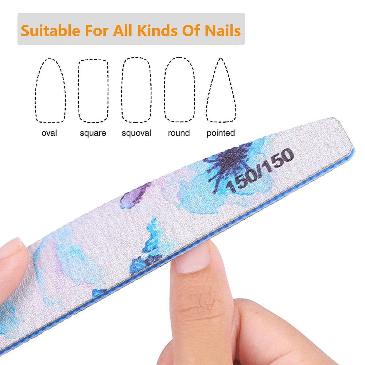 6 PCS Different Grit Nail Files and Buffers, Flower Pattern Emery Board (80-320 Grit) Professional Manicure Tools for Home and Salon Use