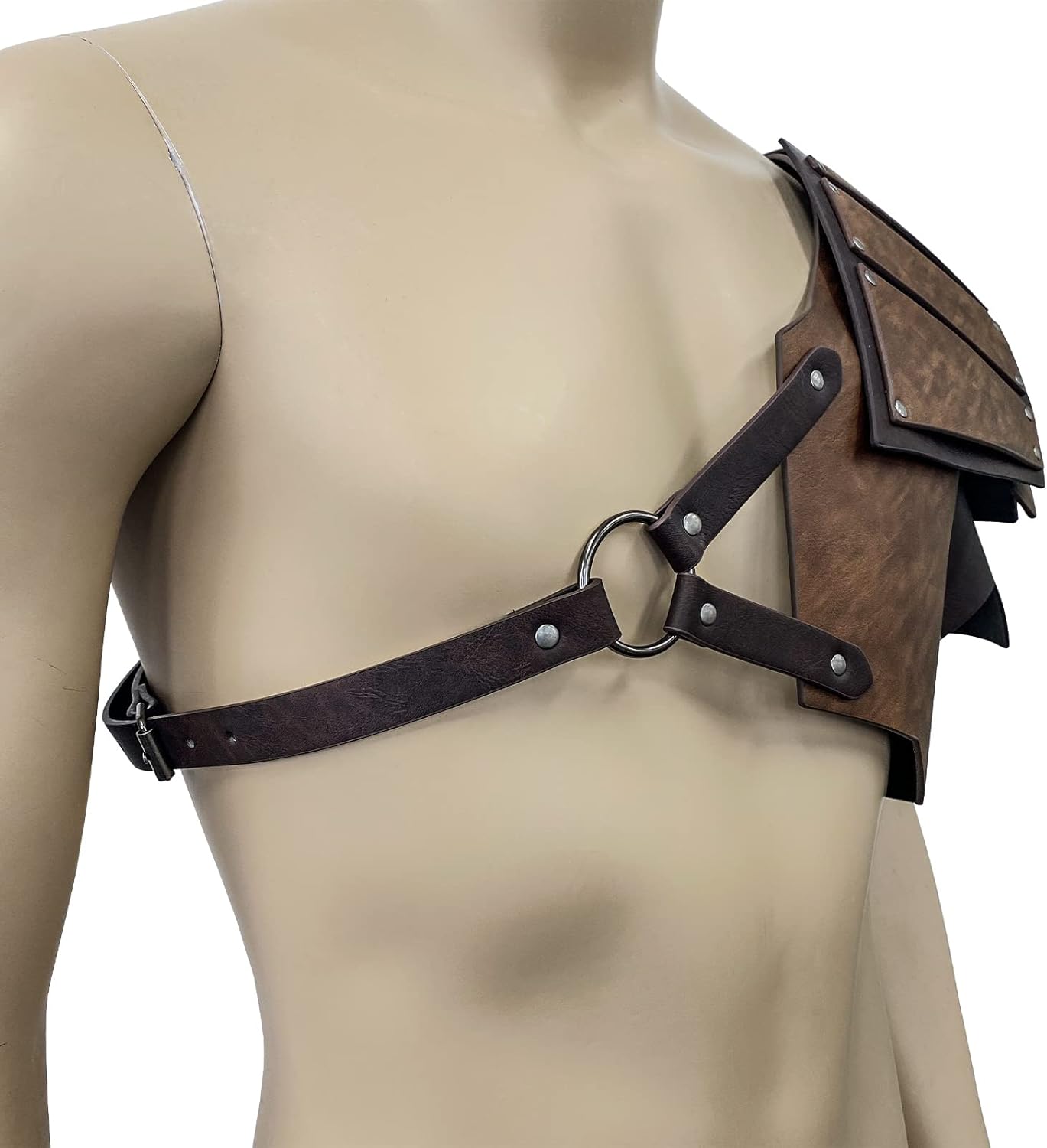 HiiFeuer Viking Faux Leather Single Pauldron Shoulder Armor, Retro Medieval Knight Shoulder Armor for LARP/Cosplay