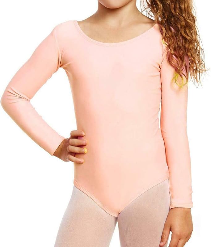 Loxdonz Girls Leotard Basic Long Sleeve Ballet Dance Leotard Kids Stretch Gymnastics Bodysuit Top