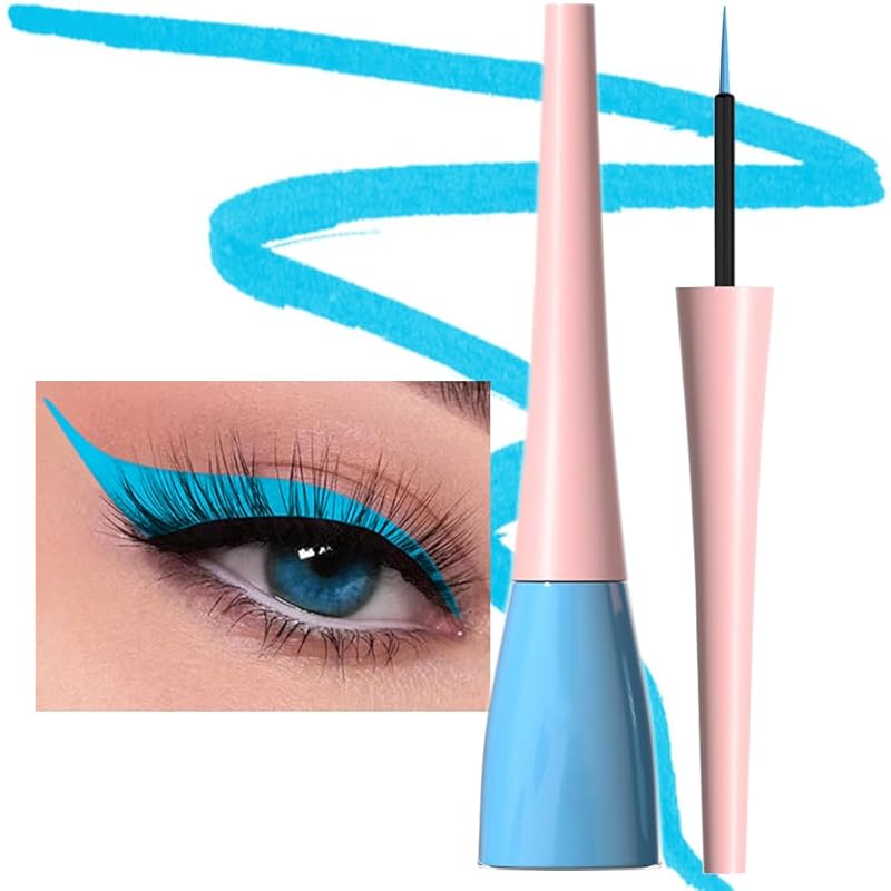 evpct 2Pcs White Black Liquid Eyeliner Set Waterproof White Eye Liners for Women Eyes Wing Eyeliner Stamps Shapes Colored Eyeliner delineador de ojos a prueba de agua contra el agua blanco para ojos