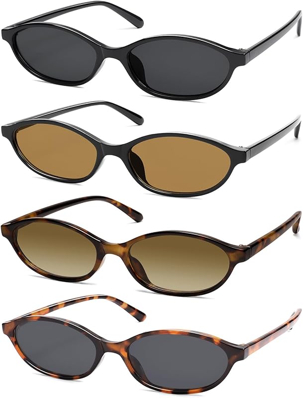 Retro Oval Cat Eye Sunglasses for Women Y2k Trendy Narrow Sunnies Designer Sun Glasses AR82253