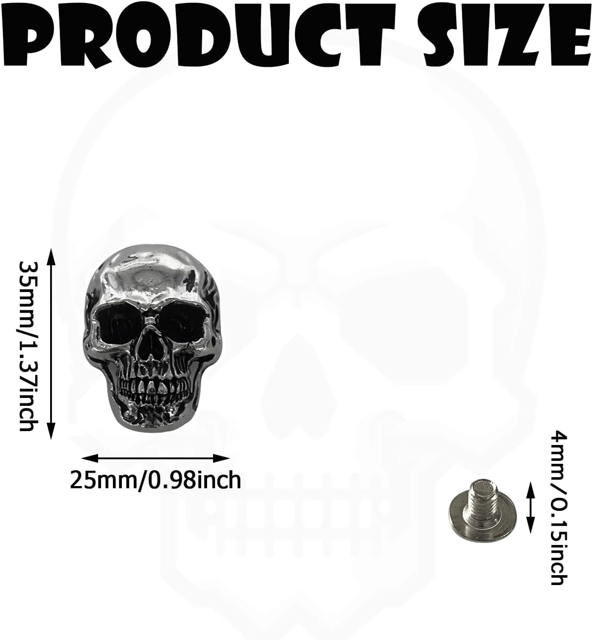 10 Pcs Skull Stud DIY Rivet Conchos for Leather Large Head Decorative Buckle for DIY Craft Making